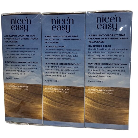 Lot of 3 Clairol Nice'n Easy Permanent Hair Color Cream 9G Light Golden Blonde - Picture 4 of 7